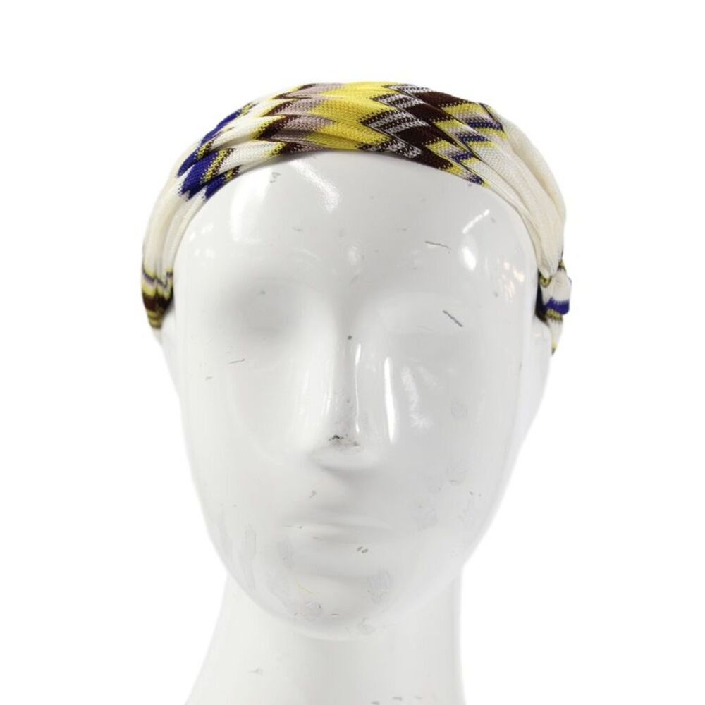 Missoni Womens Knit Geometric Print Stretchy Headband Brown White Dark Blue